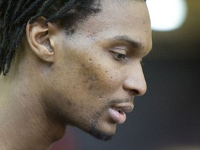 Toronto Raptors forward Chris Bosh talks to the media during a Raptors practice at the Air Canada Centre on April 18, 2008. (Postmedia)