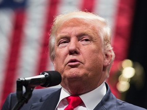 In this Sept. 21, 2016 file photo, Republican presidential candidate Donald Trump speaks during a campaign rally in Toledo, Ohio.  (AP Photo/ Evan Vucci, File)