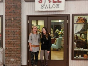 Megan Trodden, right, and her aunt and former business partner Darla Bruns stood proudly in front of In Style Salon on its opening day in October 2013. | Photo courtesy of Megan Trodden