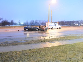 A photo of the April 4, 2014 crash scene in Barrie that killed Theresa Wisch.