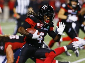 Ottawa Redblacks wide receiver Jamill Smith (4) returns the ball against the Toronto Argonauts in CFL action at TD Place on Friday September 23, 2016. (Errol McGihon/Postmedia)