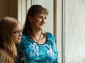 Rachel Williams, an educator and mother of two children with Tourette Syndrome, and her daughter Emily Provost have spoken out about the difficulties faced in Alberta's education system in Edmonton, Alberta on Friday, September 23, 2016.