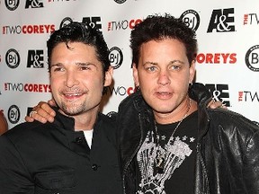 Corey Feldman (L) and Corey Haim attend the A&E Premiere Of 'The Two Coreys' held at Sugar nightclub in this July 27, 2007 file photo. (Getty Images)