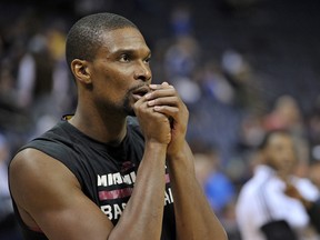 Heat President Pat Riley says the team is ready to move on from Chris Bosh due to his recent history of blood clots. (Brandon Dill/AP Photo/File)