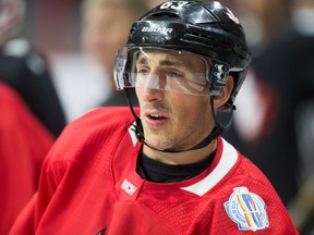 Brad Marchand looks on as Team Canada practices at the Canadian Tire Centre in Ottawa on Sept. 6 prior to the World Cup of Hockey tournament in Toronto. On Monday, Marchand signed an eight-year contract extension with the Bruins. (Wayne Cuddington/Postmedia Network)