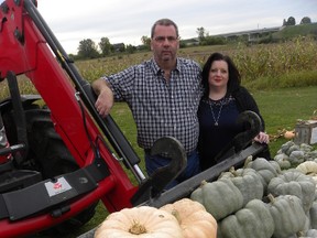 ERNST KUGLIN/The Intelligencer
Kim and Mark Lafferty have been growing two specialty pumpkins at their farm on Fraser Road west of Trenton and are donating the proceeds to the Trenton Memorial Hospital Foundation and a pilot project designed to help child victims of sexual assault under the age of 16.