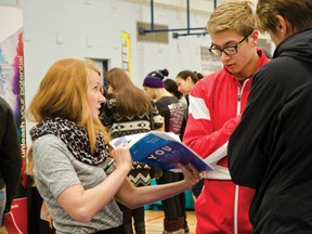 Schools from across the province informed and inspired students at the post-secondary open house at Matthew Halton on Thursday night.| Caitlin Clow photo/Pincher Creek Echo