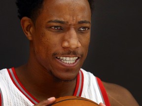 DeMar DeRozan during the opening day of Raptors training camp in Toronto on Sept. 26, 2016. (Dave Abel/Toronto Sun/Postmedia Network)