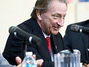 NHL Ottawa Senators and AHL Belleville Senators owner, Eugene Melnyk, at a press conference Monday at the QSC. (Emily Mountney/The Intelligencer)