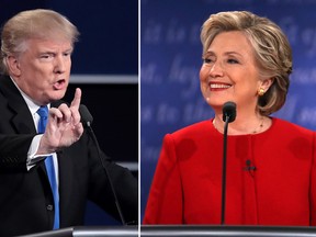 Republican presidential nominee Donald Trump, and Democratic presidential nominee Hillary  Clinton participated in a Presidential Debate at Hofstra University on September 26, 2016 in Hempstead, New York. The first of four debates for the 2016 Election, three Presidential and one Vice Presidential, is moderated by NBC's Lester Holt. (Drew Angerer and Spencer Platt/Getty Images)