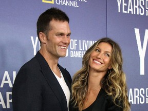 Patriots quarterback Tom Brady and his wife Gisele Bundchen attend National Geographic's 'Years Of Living Dangerously' Season 2 World Premiere at American Museum of Natural History in New York City on Sept. 24, 2016. (R. Wong/WENN.com)