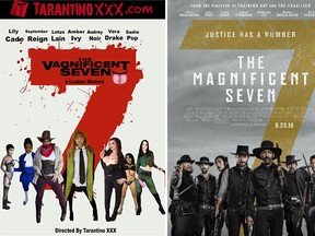 "The Magnificent Seven" (right) has received the porn parody treatment in "The Vagnificent Seven." (HO)