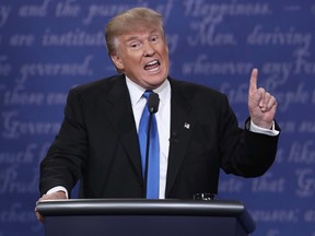 Republican presidential nominee Donald Trump speaks during the Presidential Debate at Hofstra University on September 26, 2016 in Hempstead, New York. (Photo by Win McNamee/Getty Images)