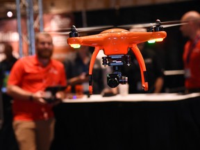An Autel Robotics X-Star Premium drone is flown in Las Vegas earlier this month. (Ethan Miller/Getty Images file photo)