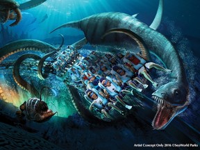 The park's popular Kraken roller coaster will be transformed into a "deep sea" virtual reality coaster experience, the only VR coaster experience in Florida - taking riders on a mission alongside sea creatures inspired by extinct and legendary animals of the past. (Courtesy SeaWorld Parks)