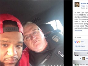 Mark Ross, left, and Ohio State Highway Patrol Sgt. David Robison are pictured in this screengrab of Ross' Facebook post. (Mark E Ross/Facebook)