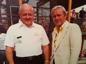 Idylwylde Golf and Country Club pro Carl Vanstone poses for a photo with Arnold Palmer at the local golf course in 1979, when the club and Inco brought the hall of fame golfer to the city. Supplied photo