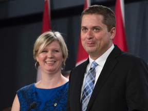 Jill Scheer smiles as Conservative MP Andrew Scheer announces he will run for the leadership of the Conservative party Wednesday September 28, 2016 in Ottawa.