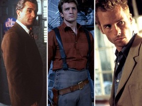 From left: Robert De Niro in Goodfellas; Nathan Fillion in Serenity; Guy Pearce in Memento. (Handout photos)