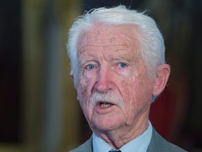 Jerry Spargo talks with reporters after receiving the Medal of Bravery from Premier Stephen McNeil at Province House in Halifax on Wednesday, Sept. 28, 2016. Spargo rescued a neighbour from a burning house. (THE CANADIAN PRESS/Andrew Vaughan)