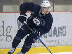 Nic Petan, on the ice during practice September 28, 2016.