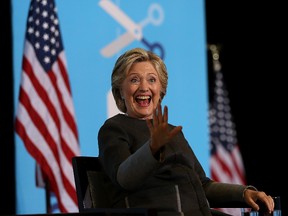 Democratic presidential nominee Hillary Clinton greets supporters during a campaign rally at University of New Hampshire on September 28, 2016 in Durham, New Hampshire. (Justin Sullivan/Getty Images)