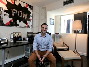 Online media producer Jeremy Singer’s decorating style involves “a creative fusion of sexy furniture and pop art.”