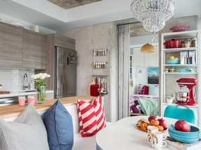 Replacing traditional upper cabinets with a healthy amount of shelf and pantry space offers a more streamlined look.