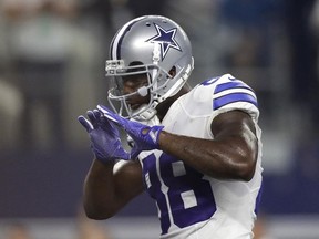 Cowboys receiver Dez Bryant celebrates a touchdown against the Bears during fourth quarter NFL action at AT&T Stadium in Arlington, Texas, on Sept. 25, 2016. (Ronald Martinez/Getty Images)