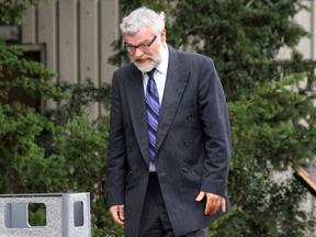 George Wayne Jarvis, who has pleaded guilty to manslaughter in the shooting death of his wife in the late 1980s, is pictured here on Thursday, Sept. 29, 2016, entering the courthouse in Chatham, Ont., for a sentencing hearing. (Vicki Gough/Chatham Daily News)