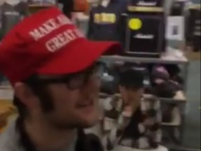 Concern over "safe spaces" at a Mount Royal University boiled over into a confrontation between two students, one of whom was wearing a 'Make America Great Again' hat. (YouTube)