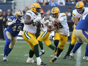 The Eskimos face the Blue Bombers in Winnipeg Friday, the first of four consecutive road games that will take them to the season finale, at home, against the Toronto Argonauts.  (Kevin King)