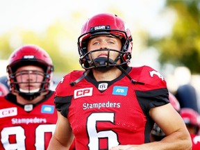 Rob Maver handled all the kicking duties Thursday at Stampeders practice.  (Al Charest)