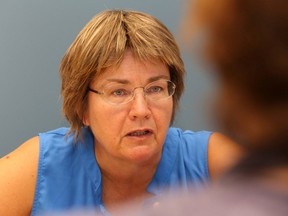 CARP's Wanda Morris speaks to Carol Mulligan, of The Sudbury Star, in Sudbury, Ont. on Thursday September 29, 2016. John Lappa/Sudbury Star/Postmedia Network