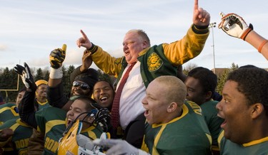 Rob Ford with the Don Bosco Eagles back in 2012 after the team beat Northern 31-0 at the Metro Bowl Quarter Finals at Birchmount Stadium on Thur. Nov.15/12. (Dave ThomasToronto Sun)