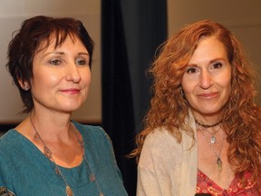 Florence Strang, left, and Susan Gonzalez were guest speakers at the annual Northern Cancer Foundation's Luncheon of Hope event at the Caruso Club in Sudbury, Ont. on Friday September 30, 2016. John Lappa/Sudbury Star/Postmedia Network