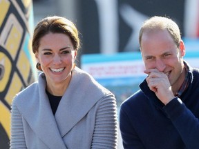 Catherine, Duchess of Cambridge and Prince William, Duke of Cambridge laugh as they watch a cultural welcome in Carcross during the Royal Tour of Canada on September 28, 2016 in Carcross, Canada. Prince William, Duke of Cambridge, Catherine, Duchess of Cambridge, Prince George and Princess Charlotte are visiting Canada as part of an eight day visit to the country taking in areas such as Bella Bella, Whitehorse and Kelowna (Photo by Chris Jackson/Getty Images)