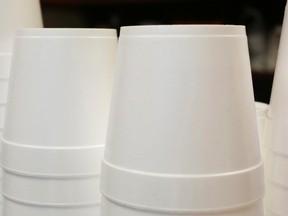 File photo of styrofoam cups. AP Photo
