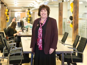 Tamelynda Lux, executive director of the Centre for Family Enterprise, stands in the offices at Innovation Works on King Street in London. (CRAIG GLOVER, The London Free Press)