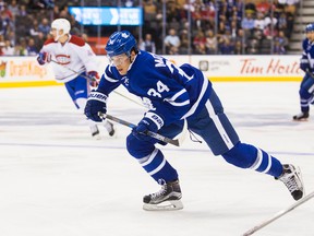 Maple Leafs forward Auston Matthews skates during a pre-season game against the Canadiens at the Air Canada Centre in Toronto on Sunday, Oct. 2, 2016. (Ernest Doroszuk/Toronto Sun)
