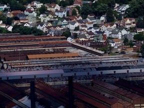 Residences border the shuttered Cambria Iron Company steelworks, which closed in 1992, on August 13, 2016 in Johnstown, Pennsylvania. The Western Pennsylvania city is the poorest in the Keystone State, as 26.8% of the population is below the poverty line, with a median household income of $25,542, according to Wall St. 24/7. Republican Presidential candidate Donald Trump has been holding rallies in the state frequently as he targets Pennsylvania's 20 delegates, the 5th largest total nationwide. (Photo by Mark Makela/Getty Images)