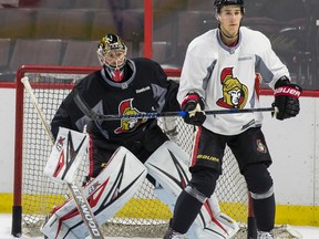 Ottawa goaltender Craig Anderson (left) took a pelting of pucks last season because his team, for the most part, hung him out to dry. Now the 35-year-old is back for more.