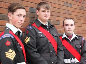 Sergeants Ashton Follett, William Norman-Turgeon and Bailey Lessard of the 204 North Bay Algonquin Royal Canadian Army Cadet Corps helped save a fellow cadet after he was stung by a bee during an orienteering competition in Sudbury Sept. 17.
Jennifer Hamilton-McCharles / The Nugget