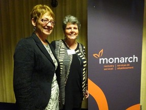 North East LHIN officer Nancy Lacasse left, and Kathryn Irwin-Seguin, Monarch CEO. Supplied photo