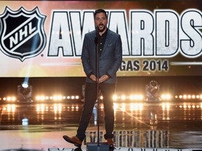 Canadian television and radio personality George Stroumboulopoulos on stage during the 2014 NHL Awards at the Encore Theater at Wynn Las Vegas on June 24, 2014 in Las Vegas, Nevada. (Photo by Ethan Miller/Getty Images)