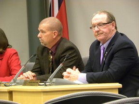 Ernst Kuglin/The Intelligencer
Quinte West city Coun. Allan DeWitt (left) says its time the city revisited the issue of tourism-related businesses to stay open on certain statutory holidays. City council formed a committee to look at the issue.