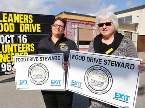 Emily Mountney/The Intelligencer
Louise Wood, Gleaners Food Bank director of finance (left) and Susanne Quinlan, Gleaners general manager, pose for a photo outside the food bank on Tuesday in Belleville.