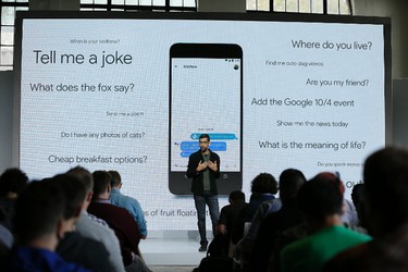 Google CEO Sundar Pichai speaks during a product event, Tuesday, Oct. 4, 2016, in San Francisco.  (AP Photo/Eric Risberg)