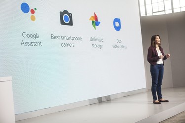 Sabrina Ellis, director of product management at Google, speaks during an event to introduce the Google Pixel phone and other Google products on Oct. 4, 2016 in San Francisco. (Photo by Ramin Talaie/Getty Images)