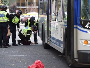 A person is dead after being struck by a city transit bus near West Edmonton Mall on Tuesday, October 4, 2016. SHAUGHN BUTTS/Postmedia